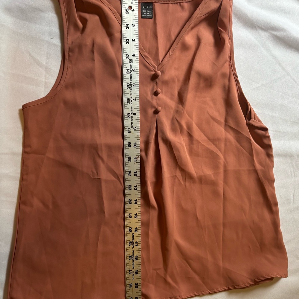 SHEIN Brown Notched Collar Tank Top